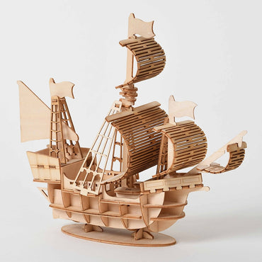 Laser Cutting DIY  Sailing Ship Toys 3D Wooden Puzzle Toy Assembly Model Wood Craft Kits Desk Decoration for Children Kids