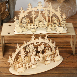 DIY Christmas Wooden Toy Funny Party Desktop Decoration Christmas Puzzle Toy Ornaments Three-dimensional Kids Toy Decoration