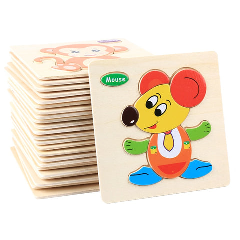 Cartoon Colorful Kids Wooden 3D Puzzles Toys Animals Picture Early Education Jigsaw Baby Intelligence Development Toys