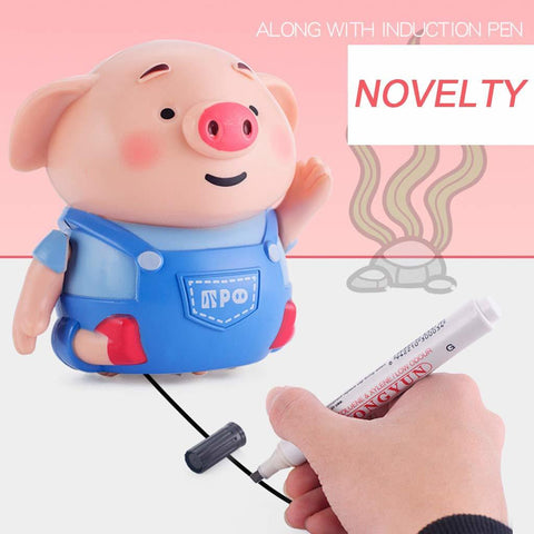 Follow Any Drawn Line Binory Magic Pig Robot Pen Inductive Pig With Light Music Smart Education Toy