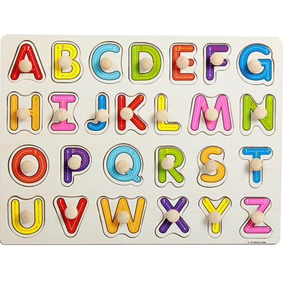 High quality 30CM animal digital letter hand grab board 3D puzzle Invigorating baby wooden toy