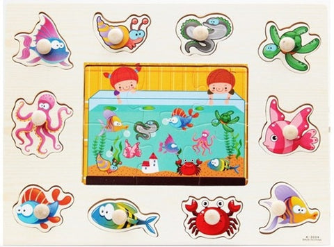 High quality 30CM animal digital letter hand grab board 3D puzzle Invigorating baby wooden toy