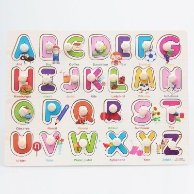 High quality 30CM animal digital letter hand grab board 3D puzzle Invigorating baby wooden toy