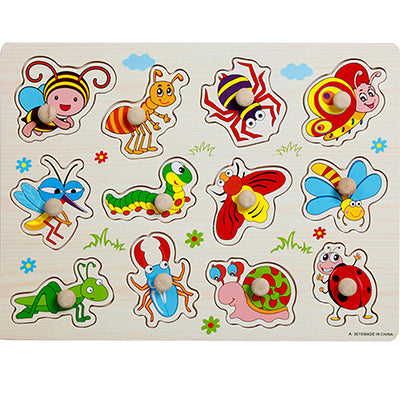 High quality 30CM animal digital letter hand grab board 3D puzzle Invigorating baby wooden toy