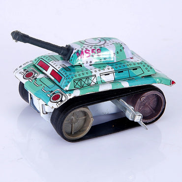 1PC Mini Vintage Tin Metal Toys Friction Tank Car Modern Design Kids Children Childhood Classic Wind Up Clockwork Toy