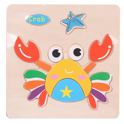 Baby Toys Wooden 3d Puzzle Cute Cartoon Animal Intelligence Kids Educational Brain Teaser Children Tangram Shapes Jigsaw Gifts