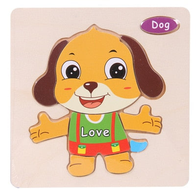 Baby Toys Wooden 3d Puzzle Cute Cartoon Animal Intelligence Kids Educational Brain Teaser Children Tangram Shapes Jigsaw Gifts