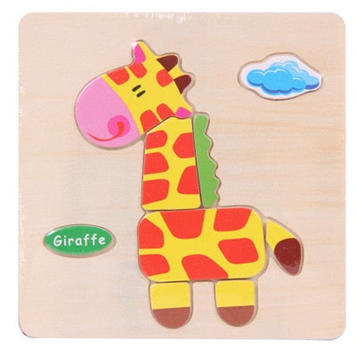 Baby Toys Wooden 3d Puzzle Cute Cartoon Animal Intelligence Kids Educational Brain Teaser Children Tangram Shapes Jigsaw Gifts