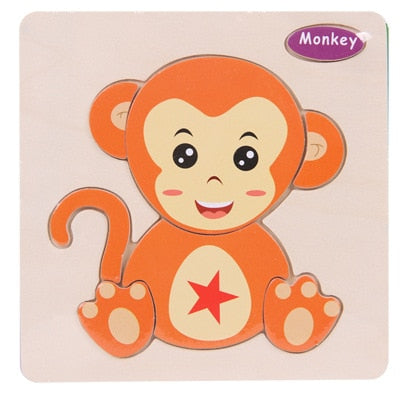Baby Toys Wooden 3d Puzzle Cute Cartoon Animal Intelligence Kids Educational Brain Teaser Children Tangram Shapes Jigsaw Gifts