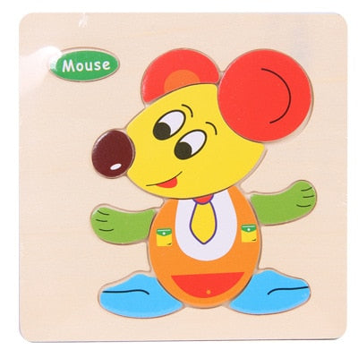 Baby Toys Wooden 3d Puzzle Cute Cartoon Animal Intelligence Kids Educational Brain Teaser Children Tangram Shapes Jigsaw Gifts