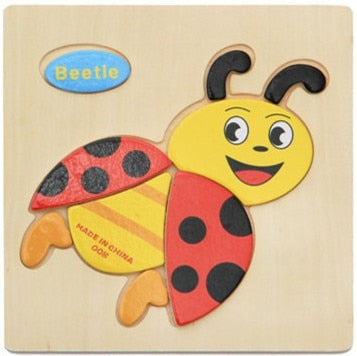 Baby Toys Wooden 3d Puzzle Cartoon Animal Intelligence Kids Educational Brain Teaser Children Tangram Shapes  Learning Jigsaw