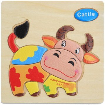 Baby Toys Wooden 3d Puzzle Cartoon Animal Intelligence Kids Educational Brain Teaser Children Tangram Shapes  Learning Jigsaw