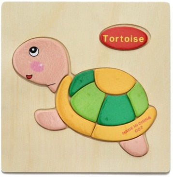 Baby Toys Wooden 3d Puzzle Cartoon Animal Intelligence Kids Educational Brain Teaser Children Tangram Shapes  Learning Jigsaw