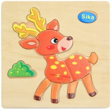 Baby Toys Wooden 3d Puzzle Cartoon Animal Intelligence Kids Educational Brain Teaser Children Tangram Shapes  Learning Jigsaw