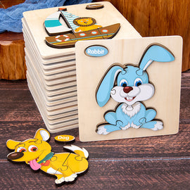 Wooden three-dimensional jigsaw puzzles for children's early childhood education