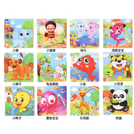 Baby Toys Wooden Puzzle Cute Cartoon Animal Intelligence Kids Educational Brain Teaser Children Tangram Shapes Jigsaw Gifts