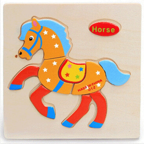 Wooden 3D Puzzle Jigsaw Wooden Toys For Children Cartoon Animal Puzzle Intelligence Kids Educational Toy Toys