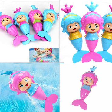 Baby Classic Swimming Mermaid Clockwork Dabbling Bath Toy Wound Up Toy Water Wind Up Cartoon Educational Learning Toy