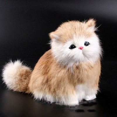 Real hair Electronic Pets Cats Dolls Simulation animal cat toy meowth children's cute pet plush toys model ornaments Xtmas gift