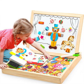 Wooden Magnetic Puzzle Figure/Animals/ House / Plant Drawing Board 19 styles Box Learning & Educational Toy Gift for children