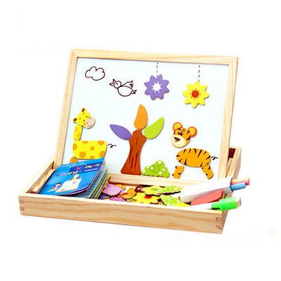 Wooden Magnetic Puzzle Figure/Animals/ House / Plant Drawing Board 19 styles Box Learning & Educational Toy Gift for children