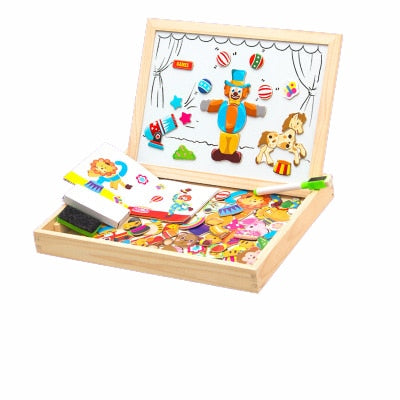 Wooden Magnetic Puzzle Figure/Animals/ House / Plant Drawing Board 19 styles Box Learning & Educational Toy Gift for children
