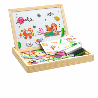 Wooden Magnetic Puzzle Figure/Animals/ House / Plant Drawing Board 19 styles Box Learning & Educational Toy Gift for children