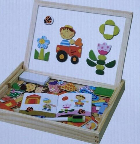 Wooden Magnetic Puzzle Figure/Animals/ House / Plant Drawing Board 19 styles Box Learning & Educational Toy Gift for children
