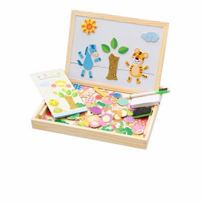 Wooden Magnetic Puzzle Figure/Animals/ House / Plant Drawing Board 19 styles Box Learning & Educational Toy Gift for children