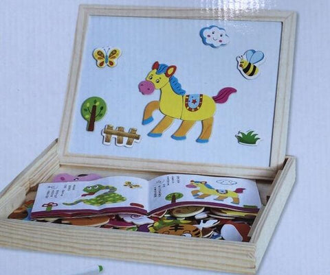 Wooden Magnetic Puzzle Figure/Animals/ House / Plant Drawing Board 19 styles Box Learning & Educational Toy Gift for children