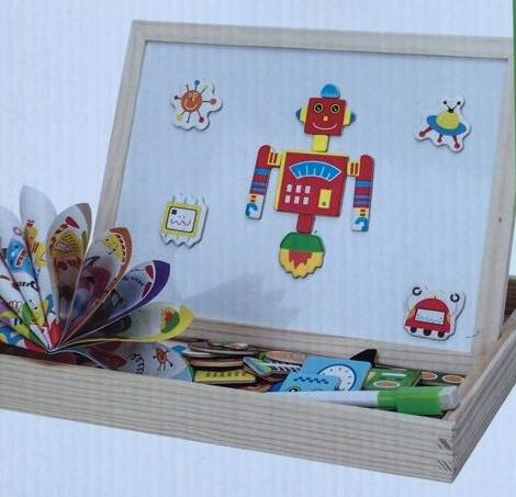 Wooden Magnetic Puzzle Figure/Animals/ House / Plant Drawing Board 19 styles Box Learning & Educational Toy Gift for children