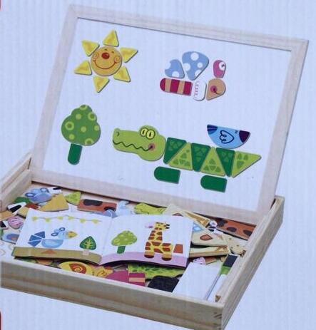 Wooden Magnetic Puzzle Figure/Animals/ House / Plant Drawing Board 19 styles Box Learning & Educational Toy Gift for children