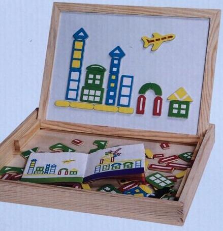 Wooden Magnetic Puzzle Figure/Animals/ House / Plant Drawing Board 19 styles Box Learning & Educational Toy Gift for children