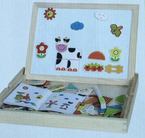 Wooden Magnetic Puzzle Figure/Animals/ House / Plant Drawing Board 19 styles Box Learning & Educational Toy Gift for children