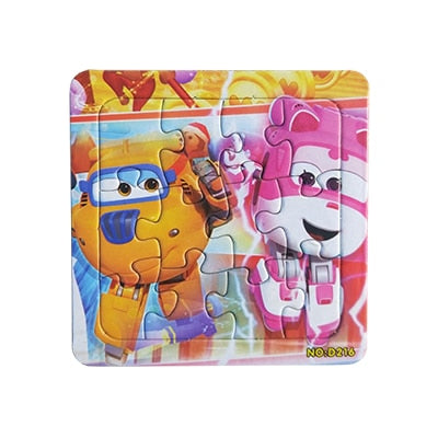 Puzzles Famous Cartoon Super Wings Educational Toy for Children for Baby 16 PCS Puzzle Game Free Shipping Kid Toys
