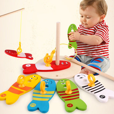 Wooden Digital Fishing Set Toy Column Game Puzzle Early Education Toys Children Gifts S7JN