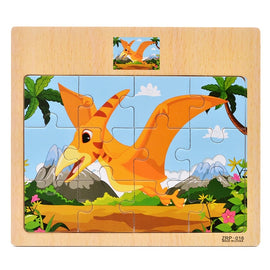 12 pieces Early Education Puzzle Jigsaw Wooden Toys For Children Cartoon Animal Traffic Cognition Puzzles Intelligence Toy