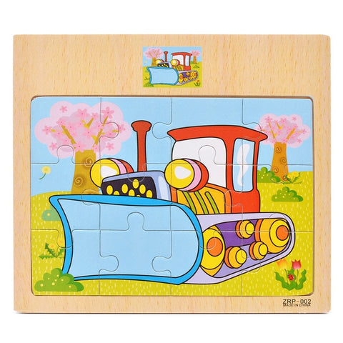 12 pieces Early Education Puzzle Jigsaw Wooden Toys For Children Cartoon Animal Traffic Cognition Puzzles Intelligence Toy