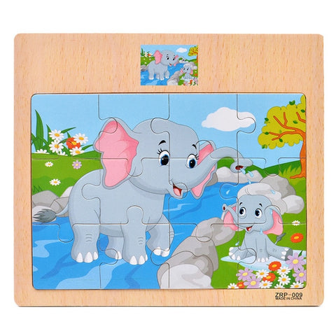 12 pieces Early Education Puzzle Jigsaw Wooden Toys For Children Cartoon Animal Traffic Cognition Puzzles Intelligence Toy