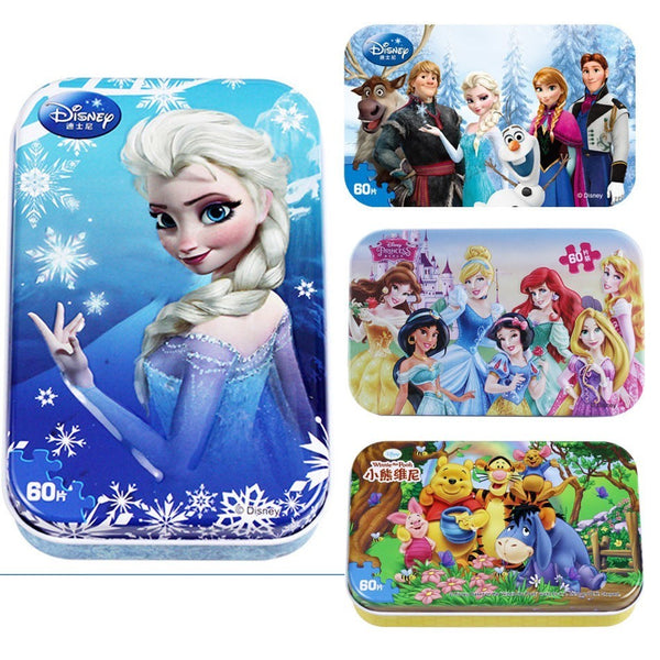 Hot Sale Disney Frozen Car Disney 60 Slice Small Piece Puzzle Toy Children Wooden Jigsaw Puzzles Kids Educational Toys For Baby