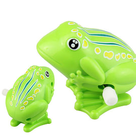 Children Lovely Cute Green Color Jumping Frog Clockwork Toy for Kids Plastic Classic Wind Up Toy for above 3 years old kids